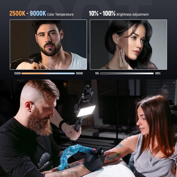 NEEWER BL120B Набір світла для селфі та татуювань LED, сумісний з iPhone, кліп-он CPL фільтр, штатив, тримач для телефону, заповнююче світло, видаляє відблиски для фотографії, відео, їжі, ювелірних виробів