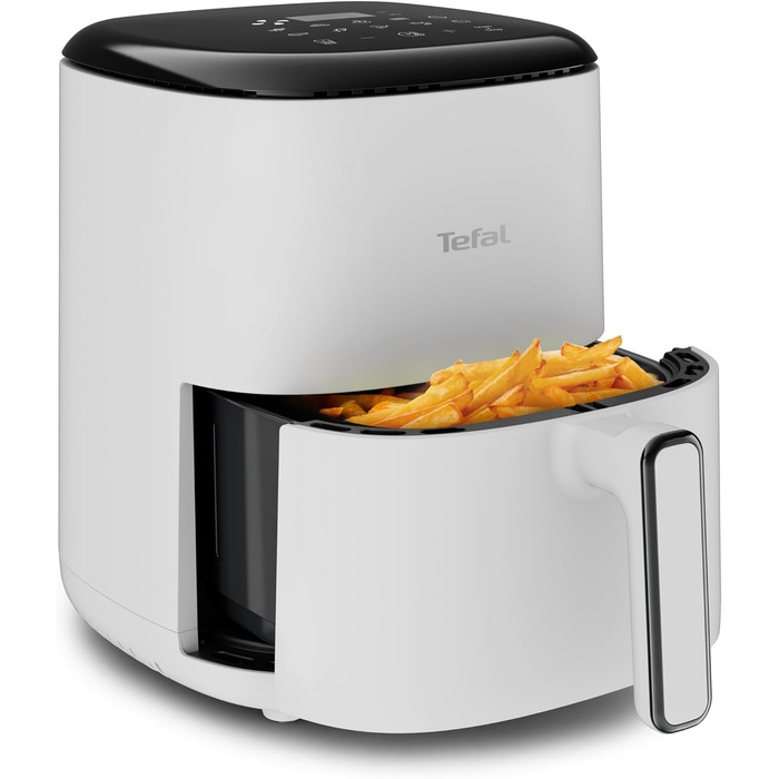 Аерофритюрниця Tefal Easy Fry Compact 3 л, 10 програм, сенсорне управління, антипригарне покриття, енергозберігаюча, світло-сіра