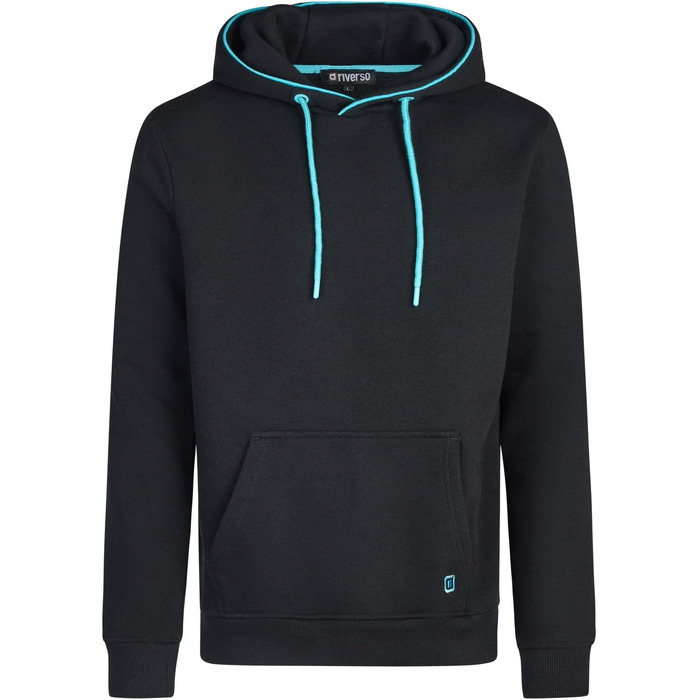 Чоловічий худі riverso RIVSandro Regular Fit з капюшоном, колір Black-tropical Turquoise