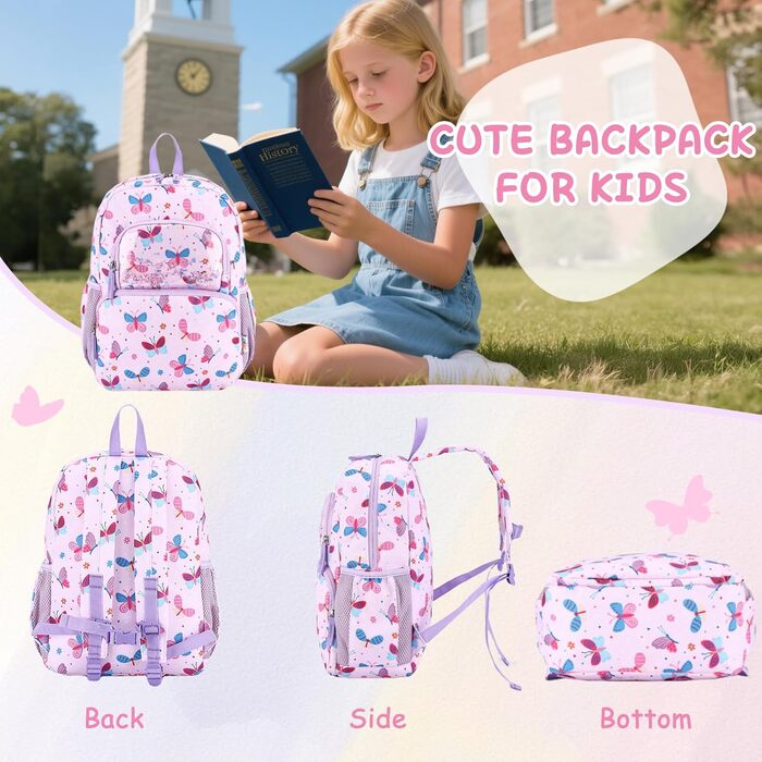 Дитячий рюкзак RAVUO для дівчаток та хлопчиків, шкільний рюкзак з нагрудним ремінцем, милий рюкзак з єдинорогом/динозавром для дітей 3-8 років, рюкзак для дошкільнят/1 класу, рюкзак з метеликом