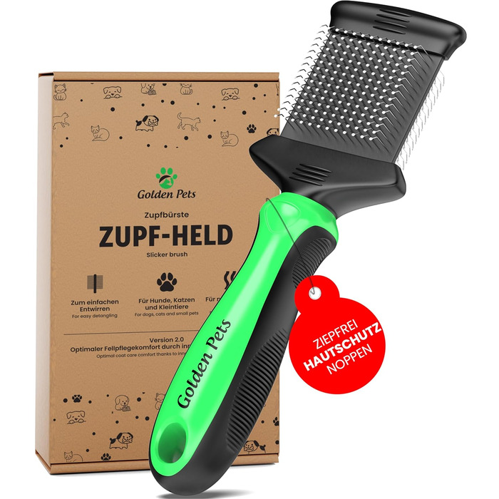 Зубна щітка для собак та котів з захисними нопочками - видаляє підшерсток, ковтуни та вузли. Ідеально для довгошерстих порід, таких як кокапу, пудель. Розмір M-L. Зубна щітка 2.0 велика