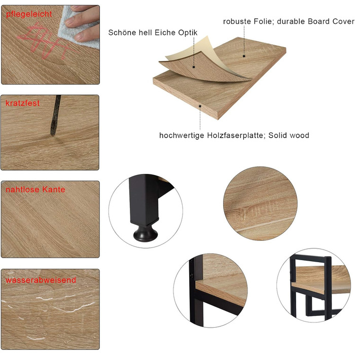 WOLTU Clothes Rack with Shelf, Open Wardrobe with Shoe Shelf, Coat Rack for Bedroom, Wood and Steel (Light Oak + Black)