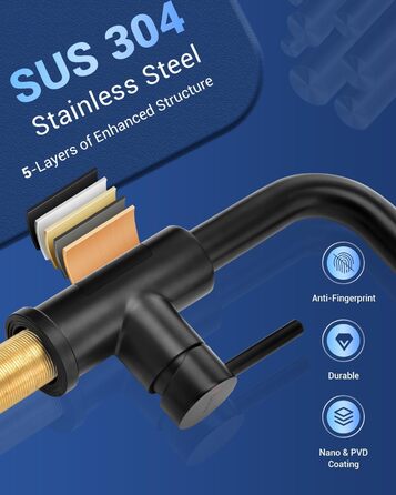 Чорна кухонна змішувач DAYONE з висувною лійкою, 360° обертання, модель G6808mb