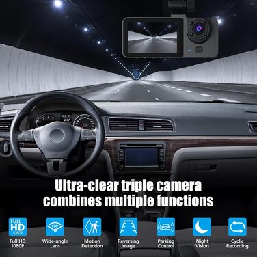 Автокамера 4K, Dashcam для авто, передня та задня, з SD-карткою 32GB, з паркувальним режимом, нічне бачення IR, G-сенсор, циклічна запис (стандартна версія)