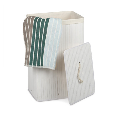 Relaxdays Bamboo Laundry Basket, Square