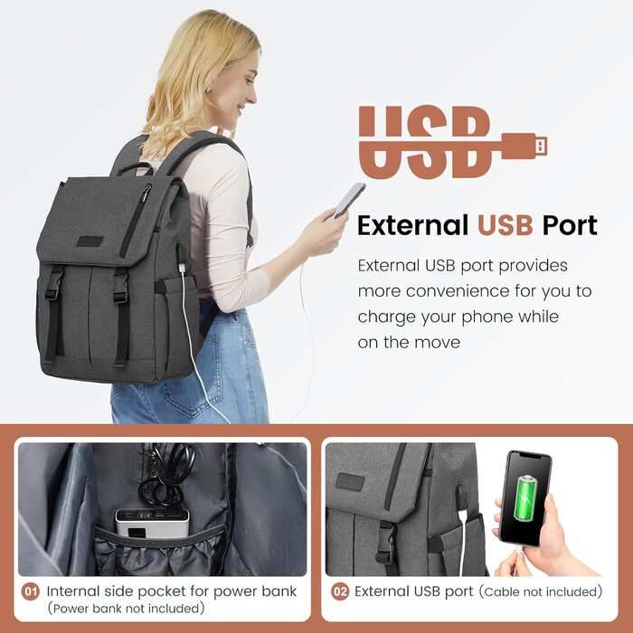 LOVEVOOK Рюкзак для жінок: елегантний, водонепроникний, 15.6