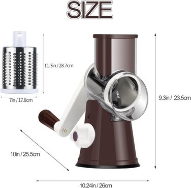 Ручна тертка Ourokhome Rotary - подрібнювач овочів, сиру, горіхів (3 леза)