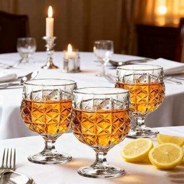 Набір з 6 витончених келихів для вина 200 мл, рельєфні келихи, ідеальні для червоного та білого вина, для свят та вечірок