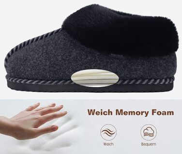 Тапочки домашні жіночі COFACE з Memory Foam, з фетру, чорні, розмір 36-43 (EU 38)