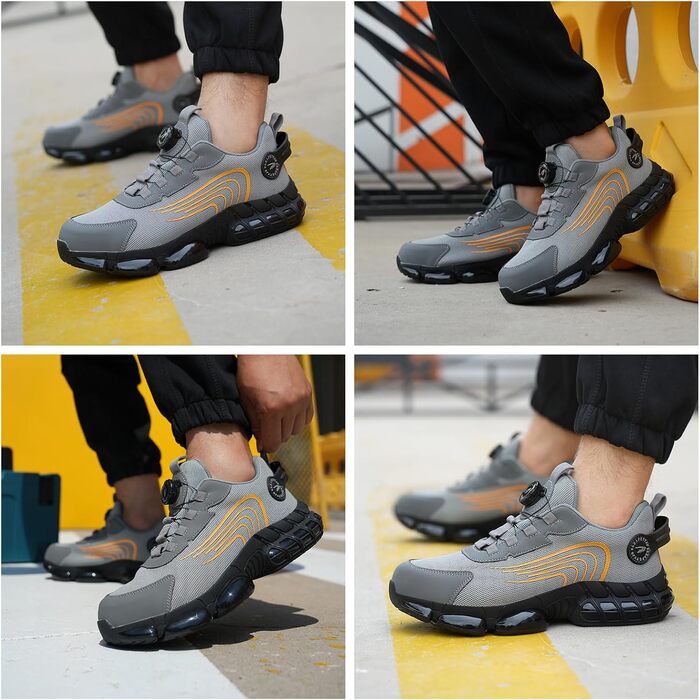 Робочі черевики чоловічі/жіночі: безпечні черевики зі сталевим підноском, спортивні, дихаючі, антиковзкі. Розміри 36-46 EU
