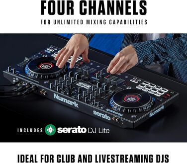 DJ контролер Numark NS4FX 4-канальний з touch-jogwheels, Pads та ефектами, Serato DJ Lite
