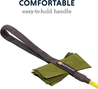 RUFFWEAR Knot-a-Leash, reflective rope dog leash with carabiner clip, length: 1.5 m, strength: 7 mm, Obsidian Black (Small, Braided Green)