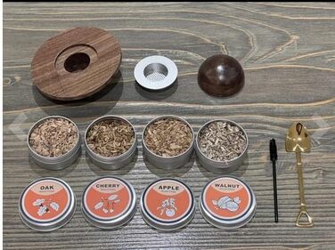 Набір для копчення коктейлів та віскі, з 4 дерев'яними стружками, подарунок на День батька, для Old Fashioned, коктейлів, віскі, бурбону, кави, м'яса, волоського горіха Saturn - волоський горіх