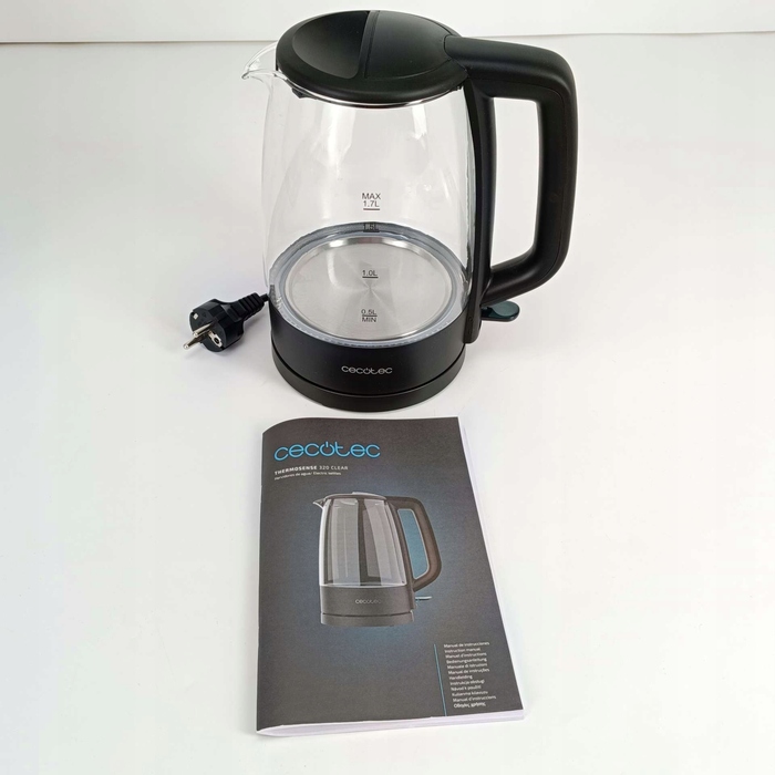 Електричний чайник Cecotec ThermoSense 390, 2200 Вт, 1,7 л, чорний
