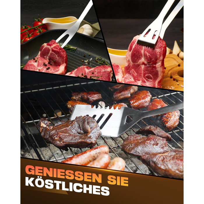 Набір гриль-посуду з нержавіючої сталі з чохлом, 3 шт. | Набір для барбекю, гриль, кемпінг