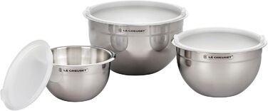Le Creuset набір із 3 мисок для змішування з нержавіючої сталі з кришками