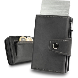 Slimfin® Slim Wallet з відділенням для монет - картхолдер/гаманець для чоловіків - RFID захист (Darkgrey, Maxi)