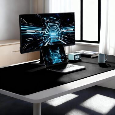 Великий килимок для столу 800x400 мм, геймінговий килимок для миші з прошитими краями, неслизьке покриття, килимок для клавіатури та миші Black & White Abstraction (Чорний, 1000L x 500B мм)