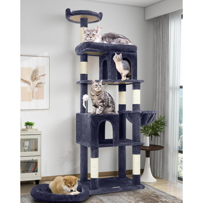 Драбина-будинок для котів Globlazer XXL, 183 см, сірий, для великих порід (Maine Coon, British Shorthair)