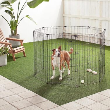 Amazon Basics Collapsible Dog Playpen - Metal, 152.4 x 152.4 x 107cm - Black