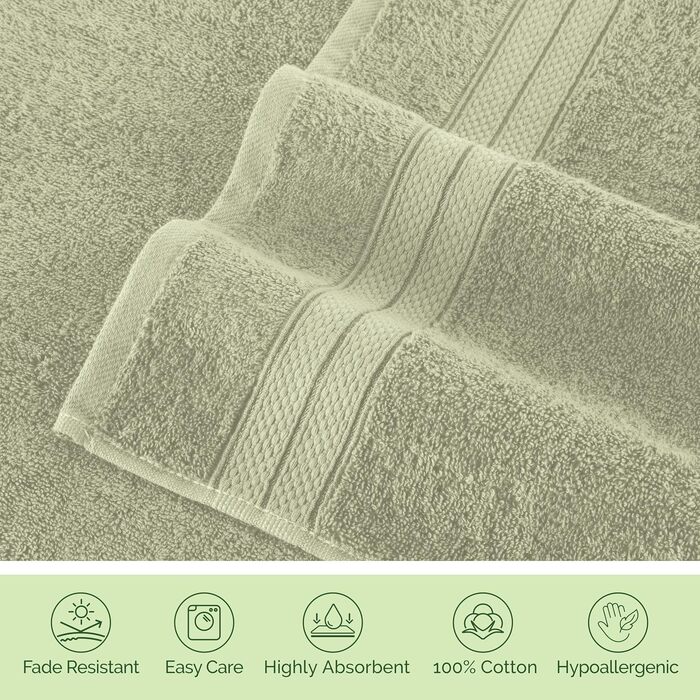 Набір розкішних рушників Elegant Comfort (6 предметів), 100% турецька бавовна, дизайн Popcorn, нефритовий зелений (2 банні, 2 для рук, 2 для обличчя)