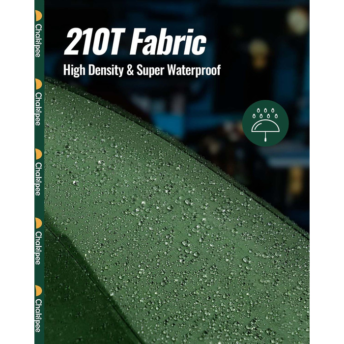 Чакіпі - парасолька велика, штормостійка, з відбиваючим покриттям, для чоловіків та жінок. Автоматичний парасолька, компактний, для подорожей. Розмір купола 106 см, темно-зелена