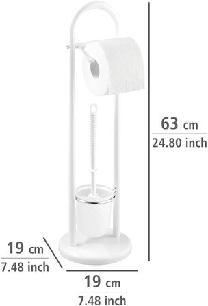 Набір для туалету WENKO Siena: тримач туалетного паперу та щітка для унітазу, сталь, білий, 19 x 63 см
