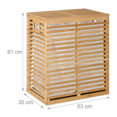 Relaxdays Bamboo Laundry Basket with 2 Bags