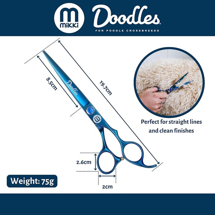 Ножиці для грумінгу собак Mikki Doodle: професійні ножиці для стрижки та формування шерсті, 19 см