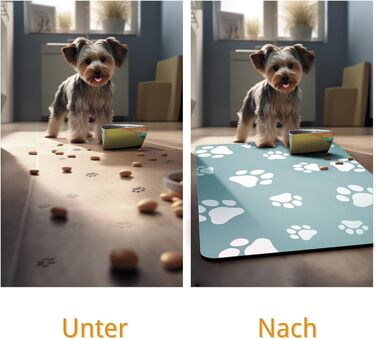 Підкладка під миску для котів JanYoo, 50x35 см, вологостійка, неслизька, сіра (4 шт.)