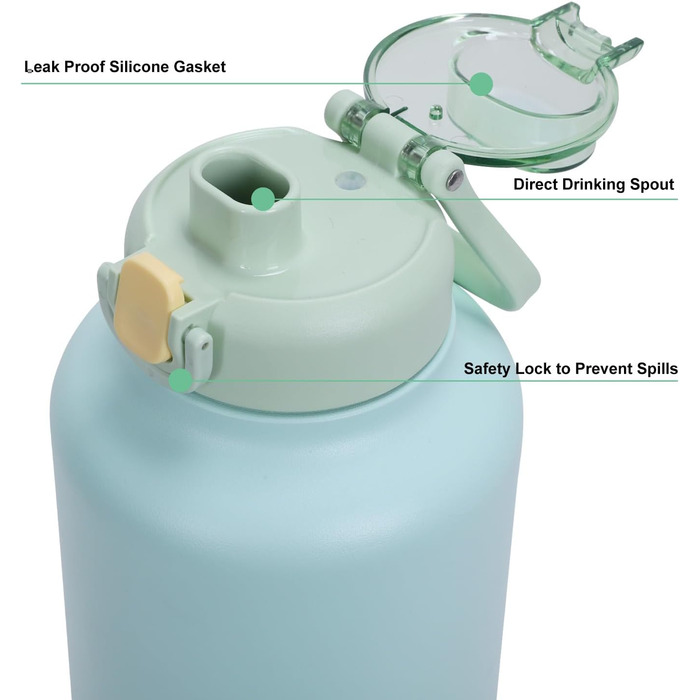 GiNT Термопляшка з нержавіючої сталі для собак та людей, 3-в-1, з мисками та сумкою, вилка-поїльник, для подорожей, прогулянок, кемпінгу, авто (Зелена)