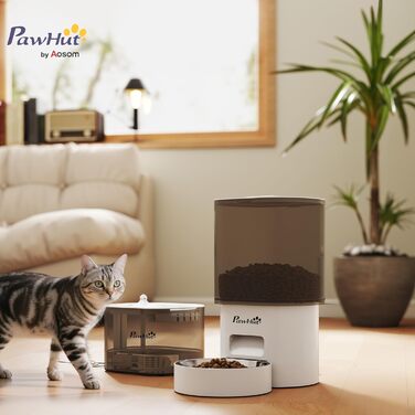 Автоматичний годівниця та фонтанчик для котів та собак PawHut 2.5 л - білий