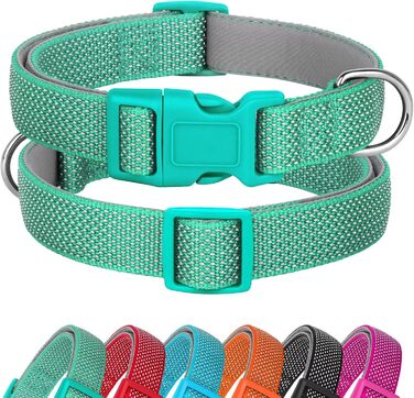 Відбиваючий нашийник для собак Didog з пряжкою, регульований, м'який неопрен, з підкладкою, нейлон, для маленьких, середніх та великих собак, зелений, L: обхват шиї 33-56 см