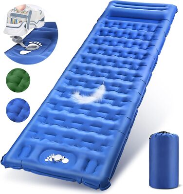 Wholede Self-Inflating Insulated Sleeping Pad for Camping - Ultralight, Waterproof Air Mattress with Foot Pump - Ideal for Backpacking, Hiking, Trekking, and Tent Use