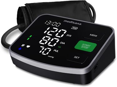 Тонометр на плече Medisana BU 520 з великою манжетою XXL, індикатор кольором (Ampel-Farbskala), вимірювання тиску та пульсу, визначення нерегулярного серцебиття та функція пам'яті