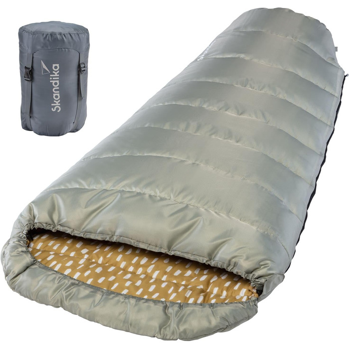 Спальний мішок Skandika Vegas XXL | Мультиспальник для дорослих, 3 сезони, до -12°C, 220x110 см, ковдра-спальник, для кемпінгу та подорожей