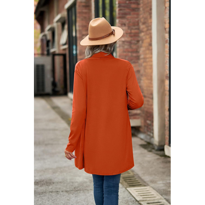 Кардиган жіночий Faulily Daen з відкритою фронтальною частиною, в'язаний, однотонний, водоспадний, оливковий (XXL, Orange)