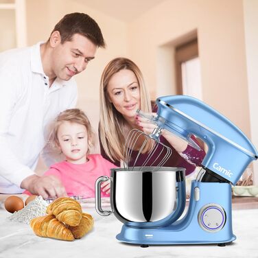 Stand Mixer Dough Mixer Camic 1500W 8L Stand Mixer Mixing Appliance Multifunction Mixer Quiet, Powerful, and Professional, 6 Speeds with Pulse, Stainless Steel Bowl (Black)