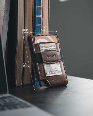 Чоловічий шкіряний картхолдер VULKIT з RFID-захистом та вікном для документів, еспресо