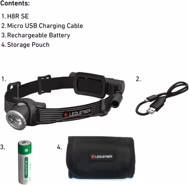 Налобний ліхтар Ledlenser H8R SE, 700 люмен, акумуляторний, LED, фокусування, до 170 м, до 70 годин, з USB-кабелем і чохлом
