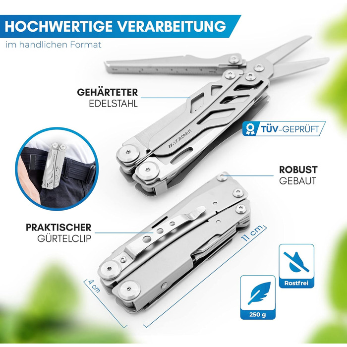 Multitool [16 in 1] Stainless Steel Pocket Knife with 16 practical tools | Outdoor Knife Multifunction Tool Foldable with Pliers, Scissors, Knife, and Saw for Outdoor and Camping