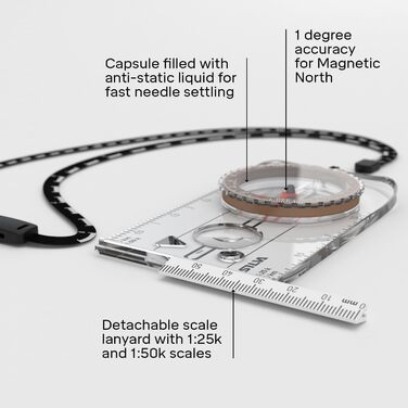 Silva Kompass Outdoor - 3NL Hiking Compass - Map Scales 1:25k & 1:50k - Marching Compass for Basic Outdoor Activities - Rotating Compass Housing - Military Compass - Hiking Compass