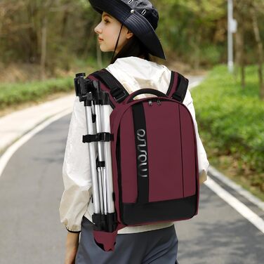MOSISO Рюкзак для камери, фотосумка для DSLR/SLR/беззеркальних камер, з підкладкою, ударостійкий, модульні вставки, тримач для штатива, сумісний з Canon, Nikon, Sony (Вишневий)