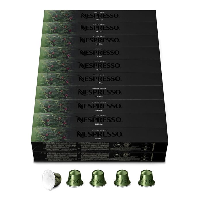 Кава Nespresso Original India | Суміш Арабіки та Робусти темного обсмаження з Індії | Ідеально для еспресо та лунго | Сумісна з капсульними машинами Nespresso Original | 100 капсул