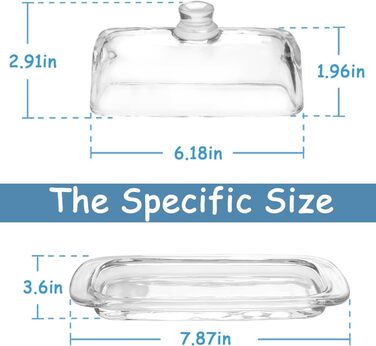 Gusnilo Butter Dish made of Glass, Classic Butter Dish, Transparent, with Lid and Handle, Dishwasher Safe, 1 Piece