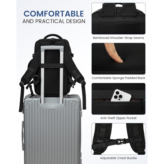 Рюкзак LOVEVOOK для ручної поклажі в літак 45x36x20 см, 30L, для ноутбука 15.6