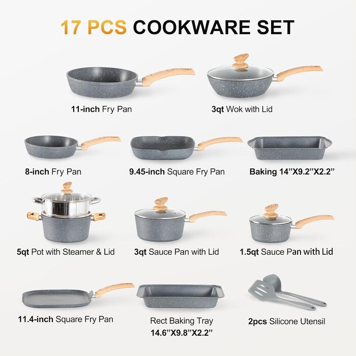 Набір посуду DishDelight з гранітним покриттям для індукційних плит (12 предметів)