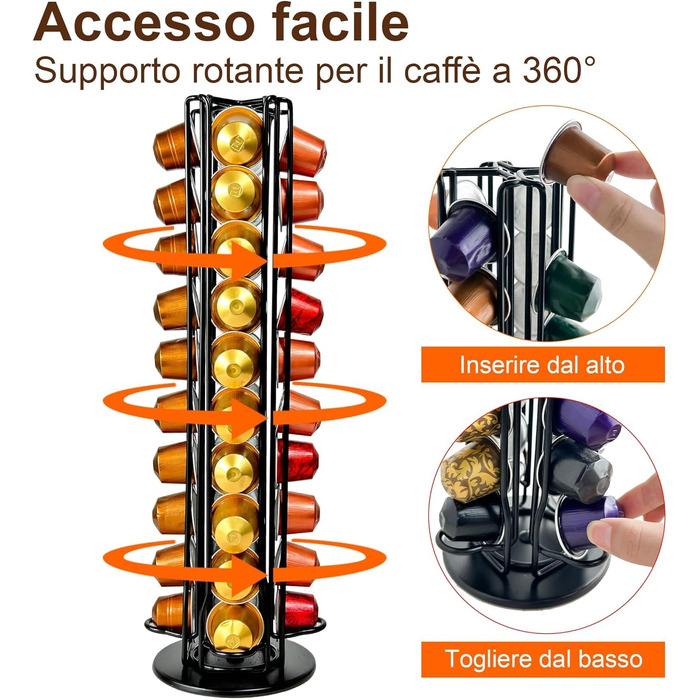 Поворотний тримач для капсул Nespresso OriginalLine на 40 капсул, чорний