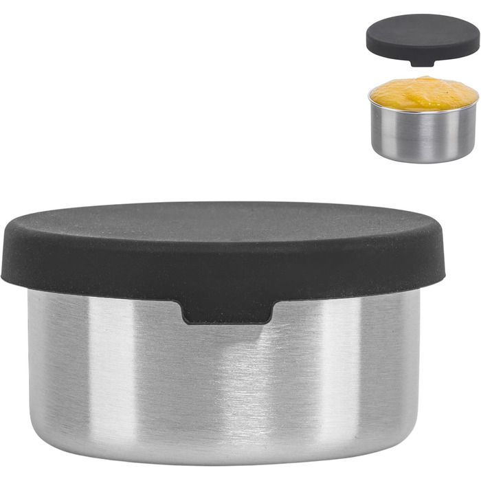 SILBERTHAL Small Stainless Steel Canister with Lid - Leak-proof Container for Transporting Food, for Dips, Dressings, Nuts, Granola in Lunchboxes