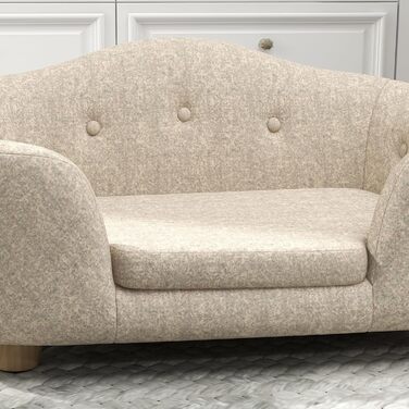 PawHut лежанка для собак та котів з подушкою, м'яка, з кишенею, 70x47x30 см, темно-сірий/кремовий